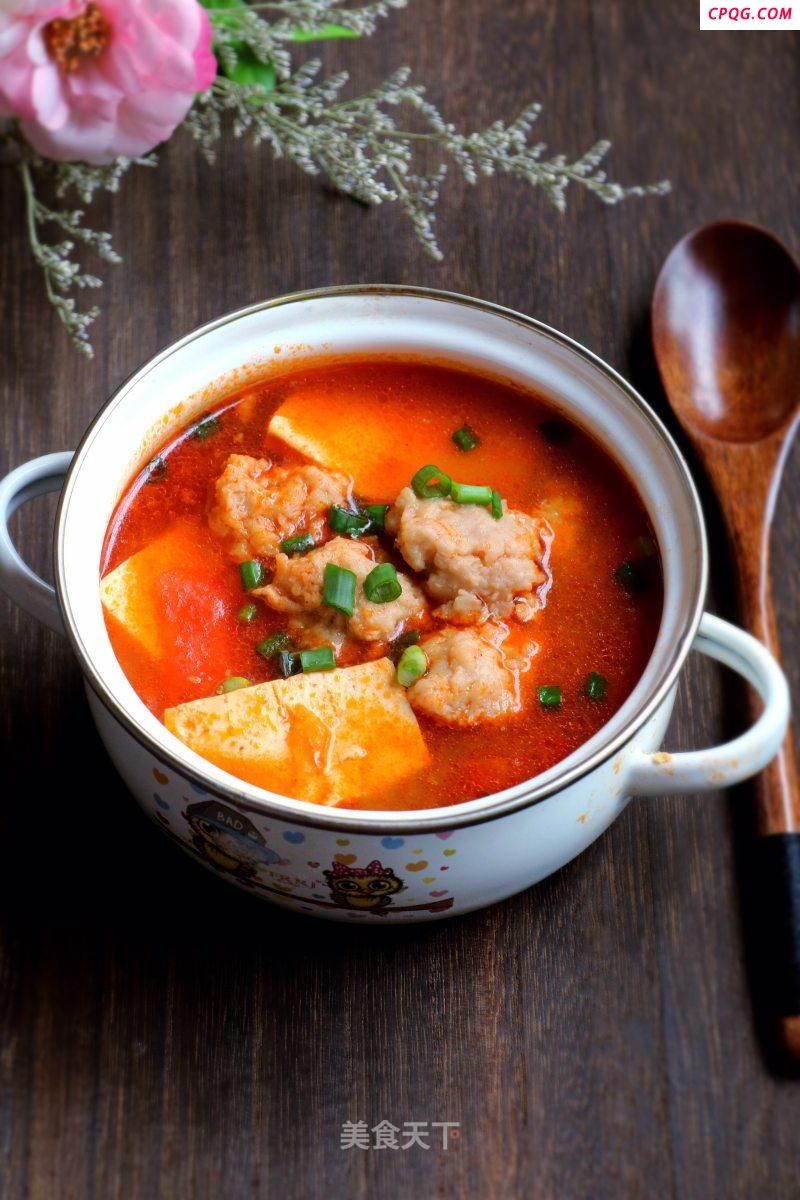 西红柿肉丸豆腐汤的做法