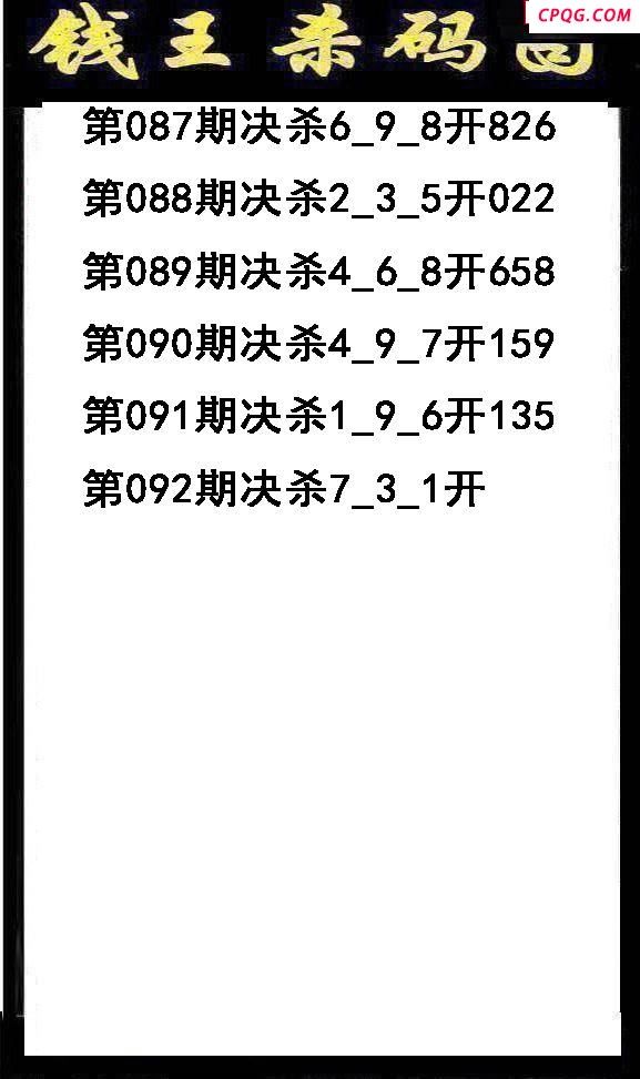 钱王杀码2025092期3d图谜