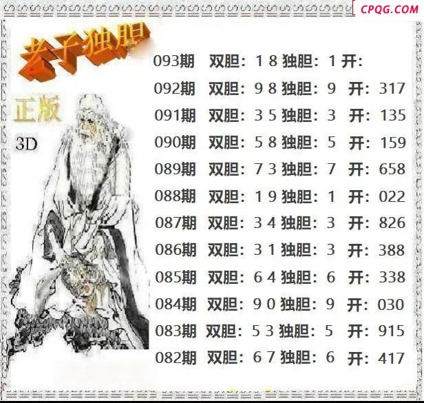 老子独胆2025093期3d图谜