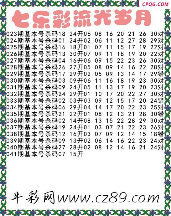 七乐彩2025041期流光岁月杀码图谜 