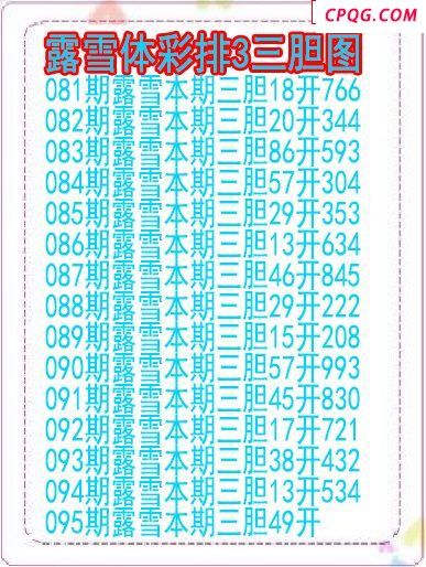 25年095期露雪体彩排3三胆图