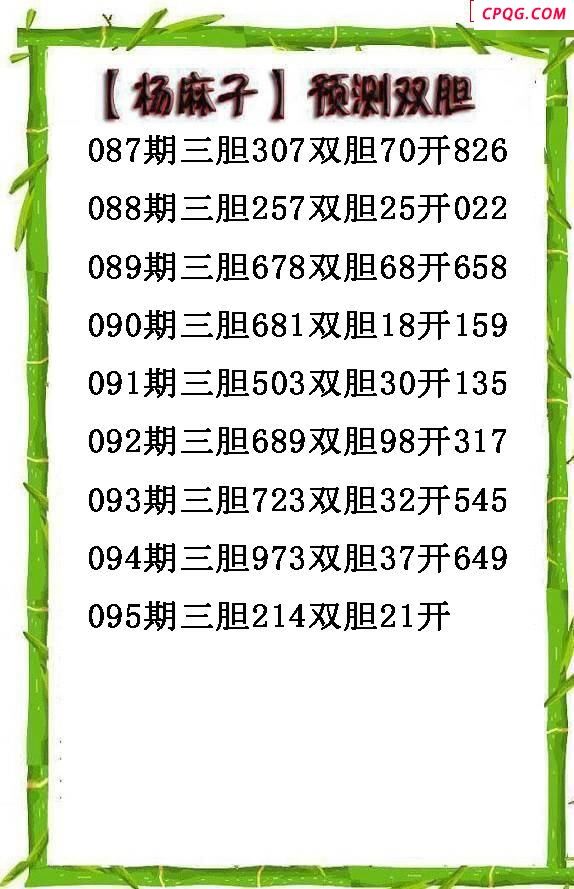 杨麻子双胆2025095期3d图谜