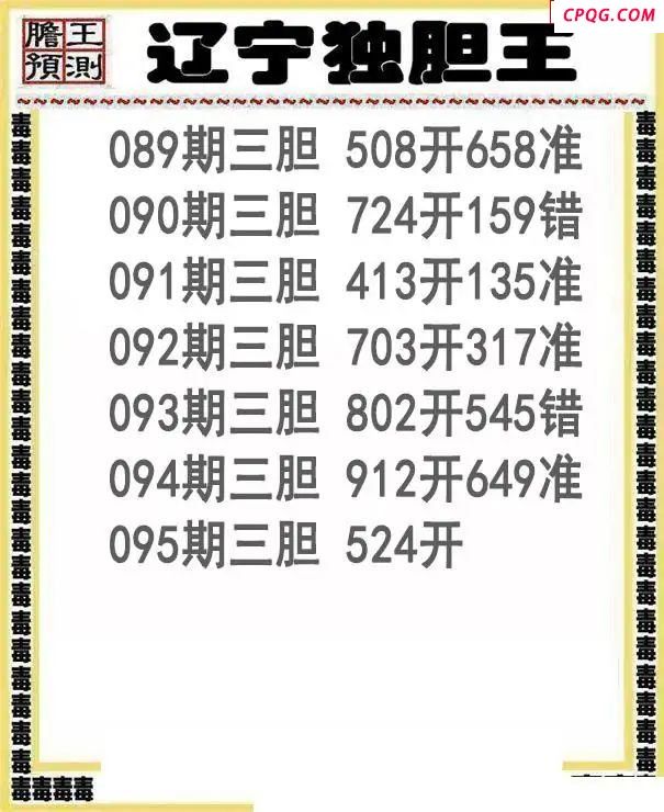 辽宁独胆王2025095期3d图谜