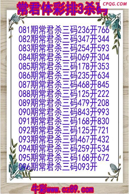 25年096期常君体彩排3杀码图