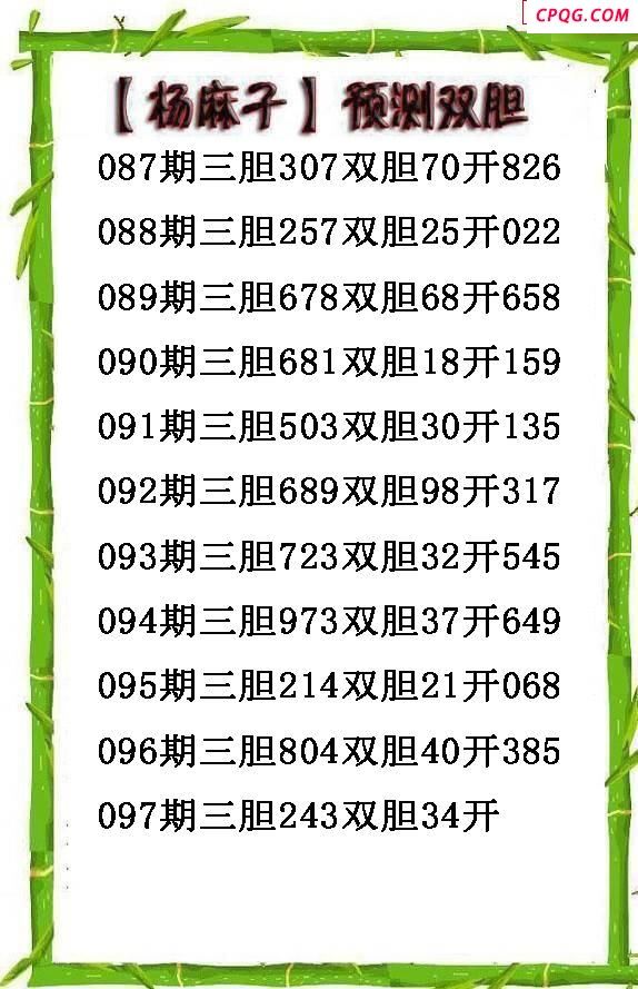 杨麻子双胆2025097期3d图谜