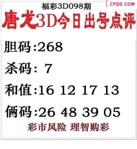 唐龙点评2025098期3d图谜