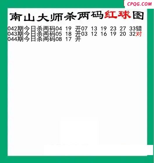 南山大师杀两红044期双色球图谜 