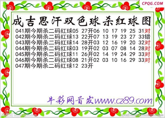 成吉思汗杀两码红球047期双色球图谜