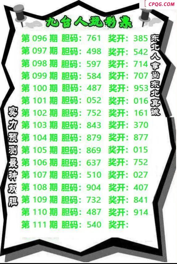九台胆码2025111期3d图谜