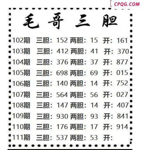 毛哥三胆2025111期3d图谜