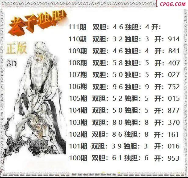老子独胆2025111期3d图谜