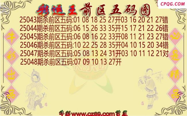 大乐透048期彩运王前区五码图谜
