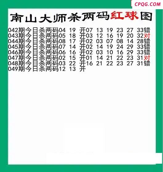 南山大师杀两红049期双色球图谜 