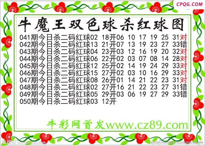 牛魔王杀两码红球050期双色球图谜