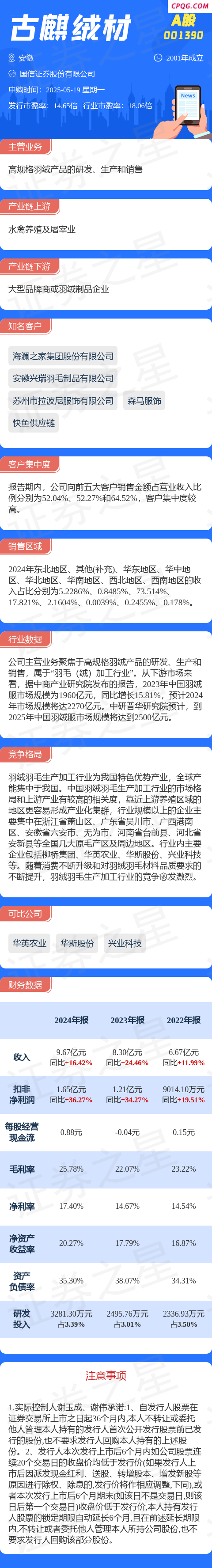 【新股】一图读懂古麒绒材