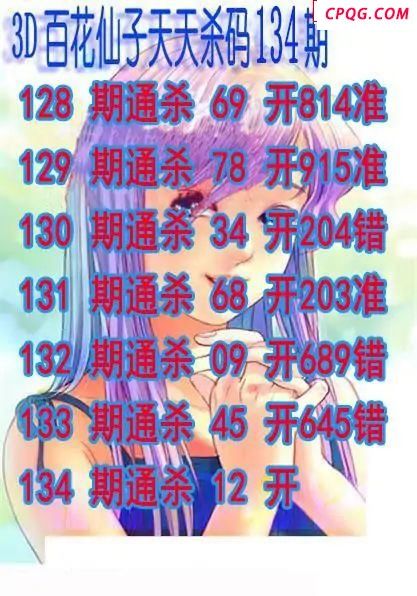 百花仙子杀码2025134期3d图谜