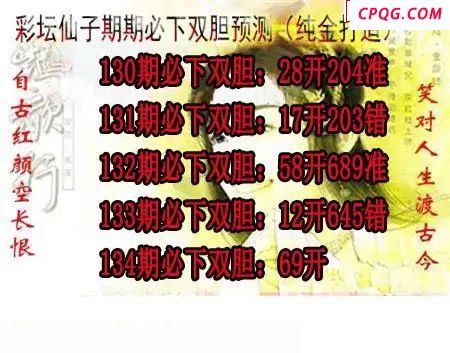 彩坛仙子双胆2025134期3d图谜