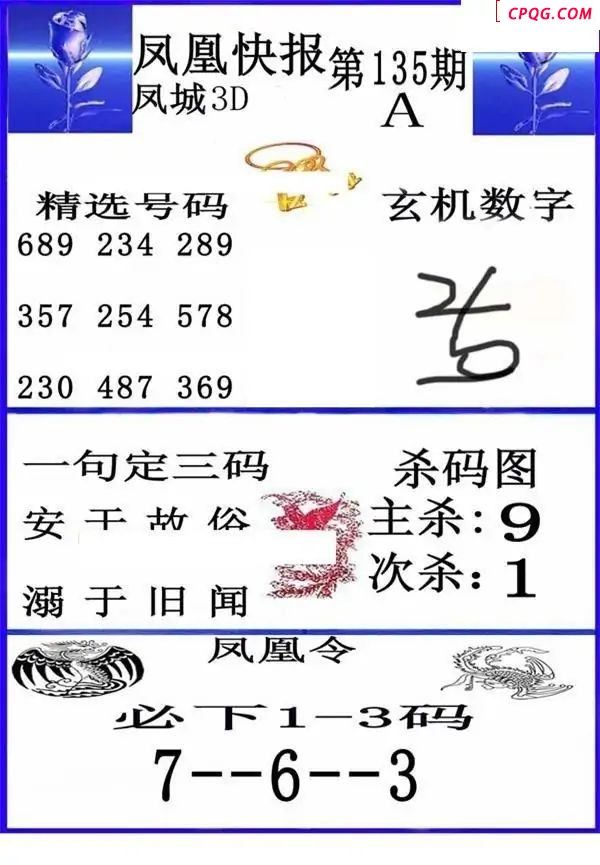 凤凰快报2025135期3d图谜    