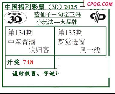 2025135期蓝仙子一句定三码  