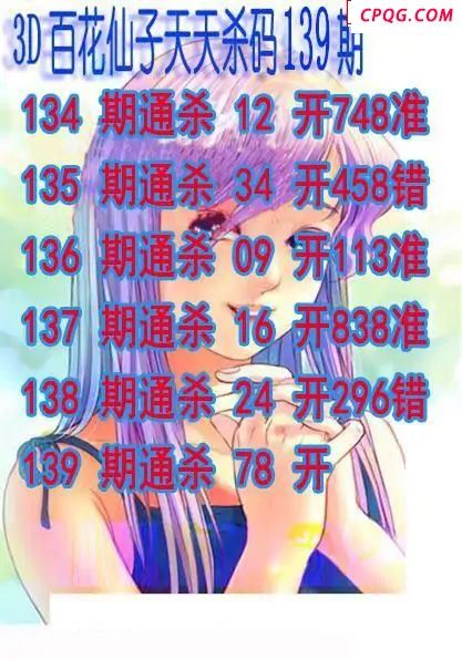 百花仙子杀码2025139期3d图谜