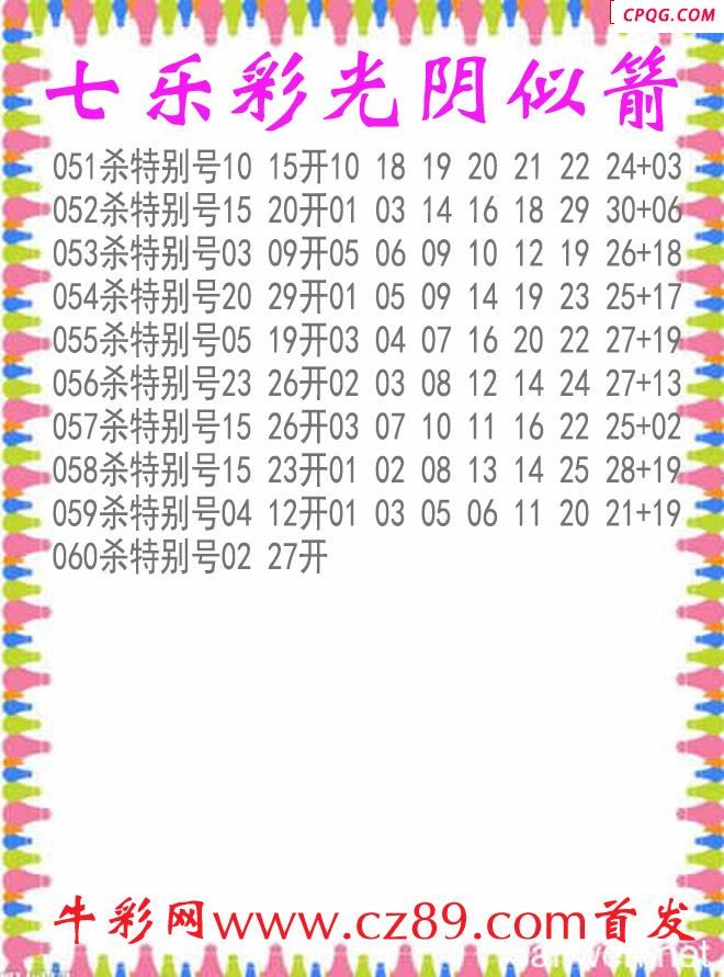 七乐彩2025060期光阴似箭杀码图谜
