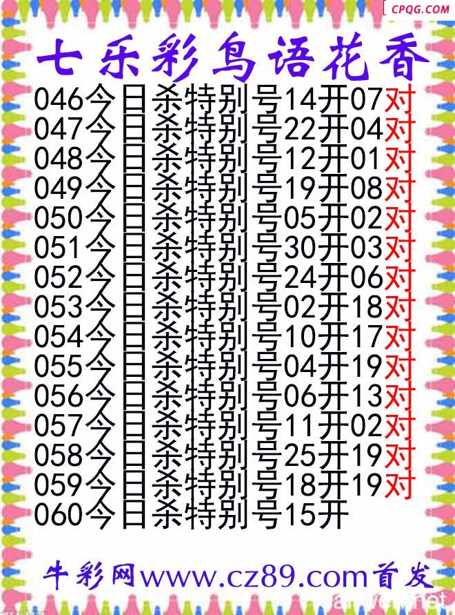 七乐彩2025060期鸟语花香图谜
