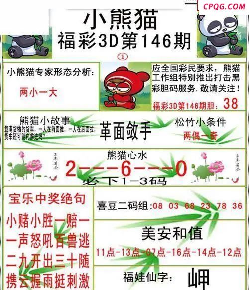 小熊猫彩报2025146期3d图谜                        