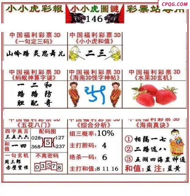 小小虎彩报2025146期3d图谜            