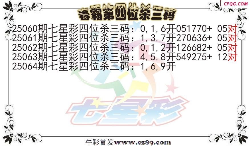 七星彩2025064期毒霸第四位杀三码图迷