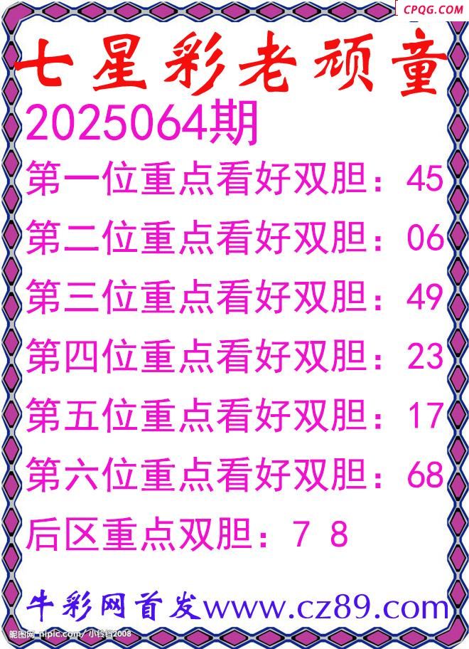 七星彩2025064期老顽童双胆图谜