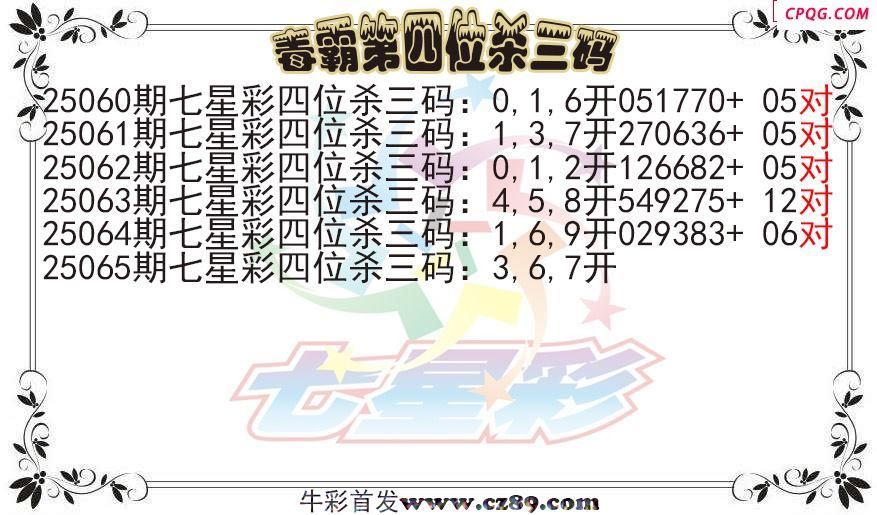 七星彩2025065期毒霸第四位杀三码图迷