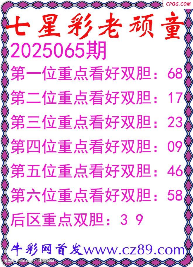七星彩2025065期老顽童双胆图谜