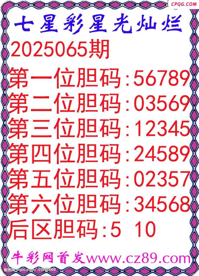 七星彩2025065期星光灿烂五码图谜