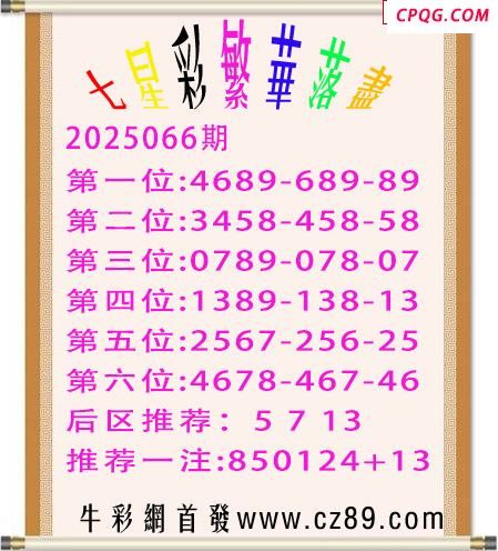 七星彩2025年066期繁华落尽胆码图谜 