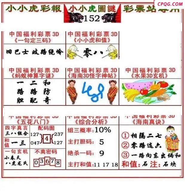 小小虎彩报2025152期3d图谜            