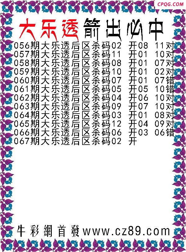大乐透2025067期箭出必中后区杀号图谜
