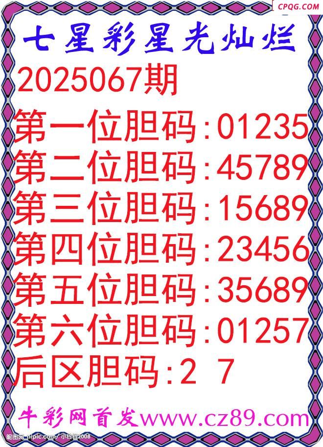 七星彩2025067期星光灿烂五码图谜