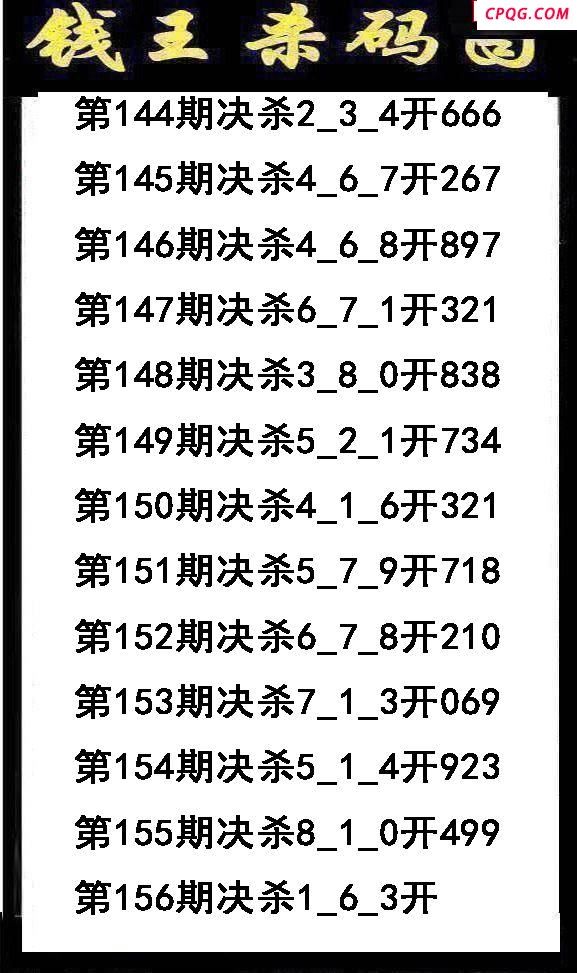 钱王杀码2025156期3d图谜