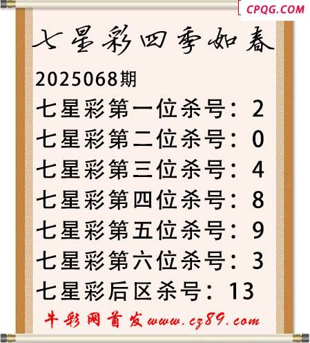 七星彩2025年068期四季如春杀号图谜 