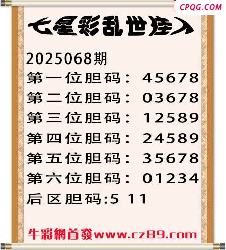七星彩2025年068期乱世佳人五码图谜 