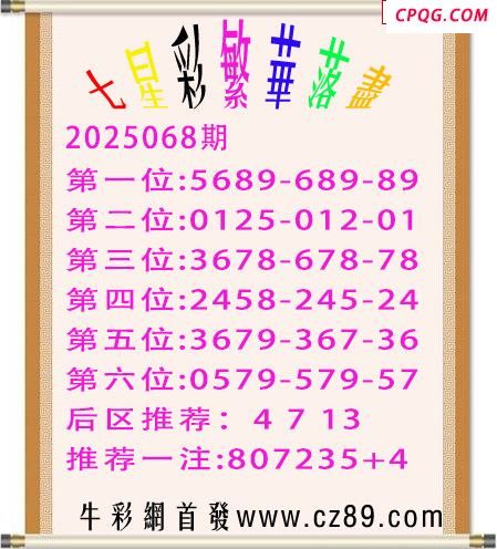 七星彩2025年068期繁华落尽胆码图谜 