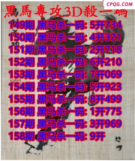 黑马杀码2025158期3d图谜（原创）