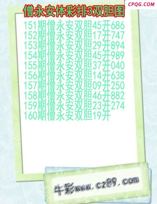 25年160期僧永安体彩排3双胆图