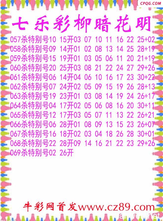 七乐彩2025069期柳暗花明杀码图谜