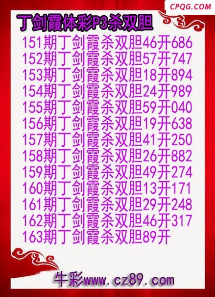 25年163期丁剑霞体彩P3杀双胆图