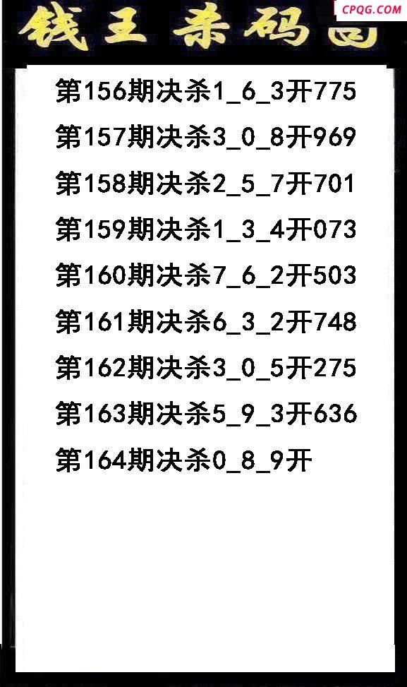 钱王杀码2025164期3d图谜