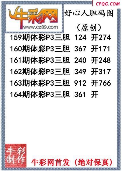 好心人送胆164期体彩p3图谜（原创）