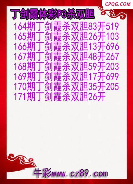 25年171期丁剑霞体彩P3杀双胆图