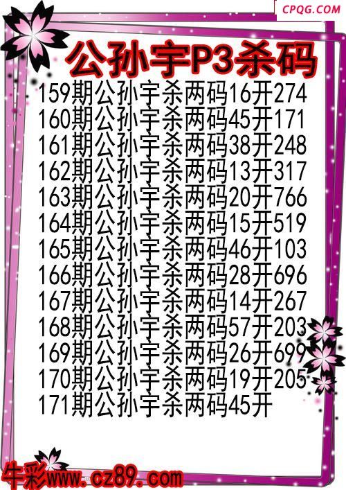 25年171期公孙宇P3杀码图