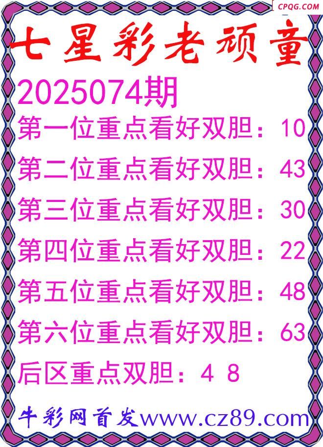七星彩2025074期老顽童双胆图谜
